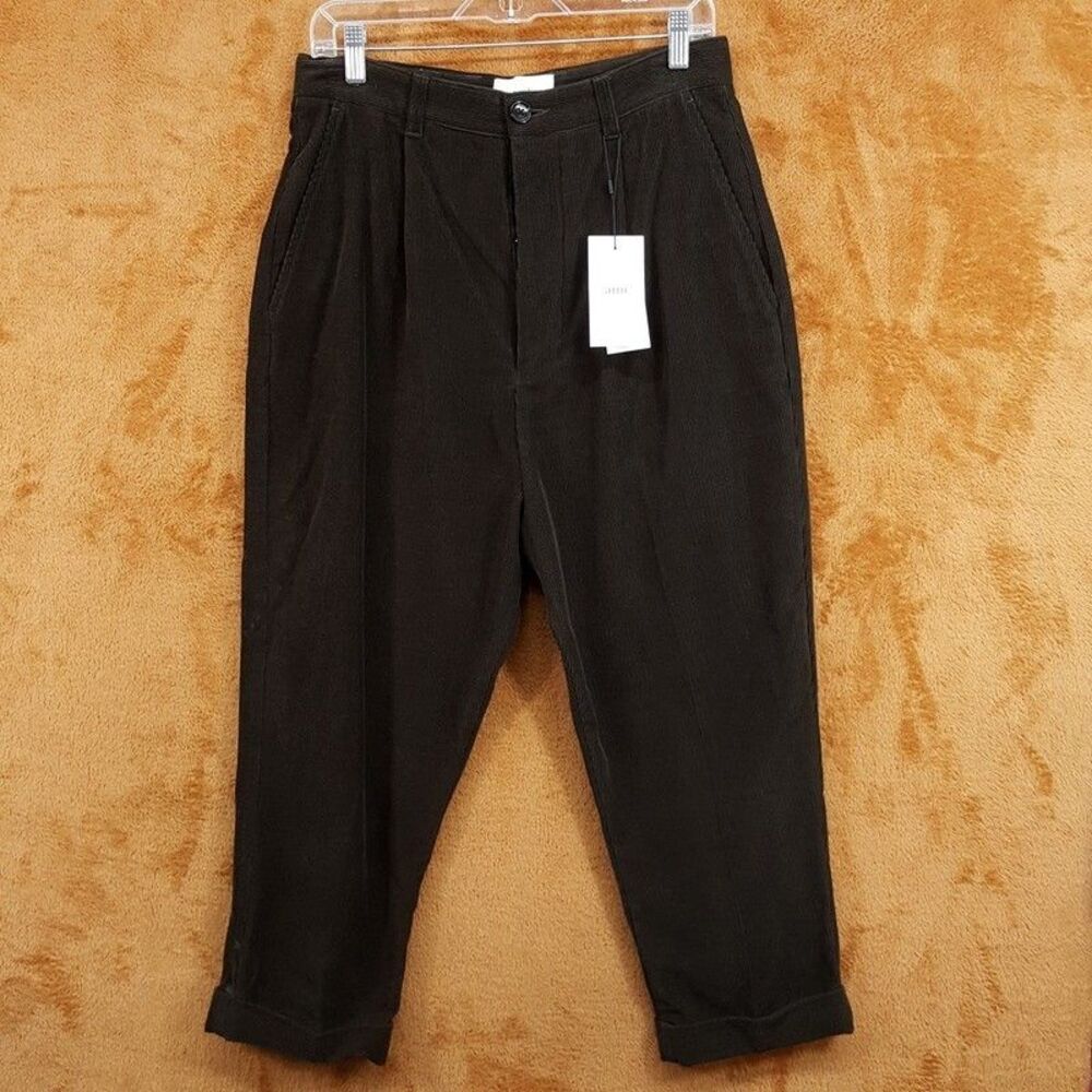 AMI PARIS Mens Pants Medium Brown Corduroy Cuffed Carrot Trouser $435